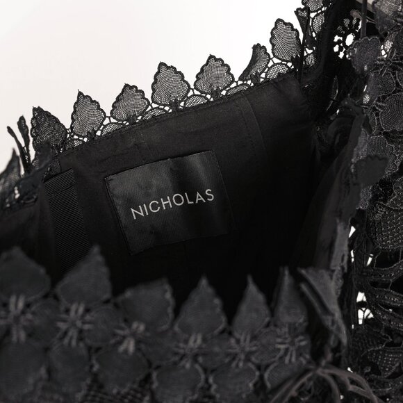 Nicholas Black Botanical Lace Lace-Up Off-Shoulder Cocktail Dress - Picture 10 of 12